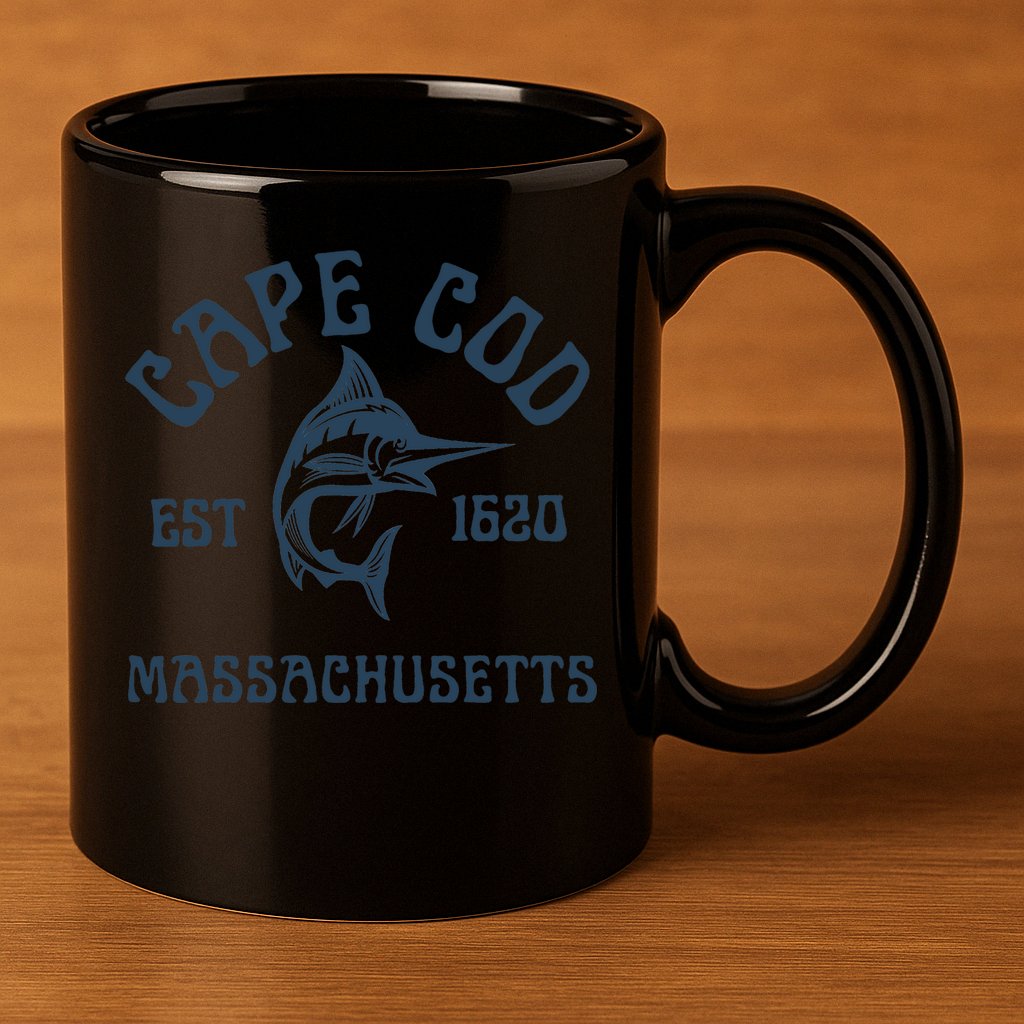Cape Cod Massachusetts Fishing Marlin Fish Beach Boating Meaningful Gift 11oz C Handle Ceramic Mug