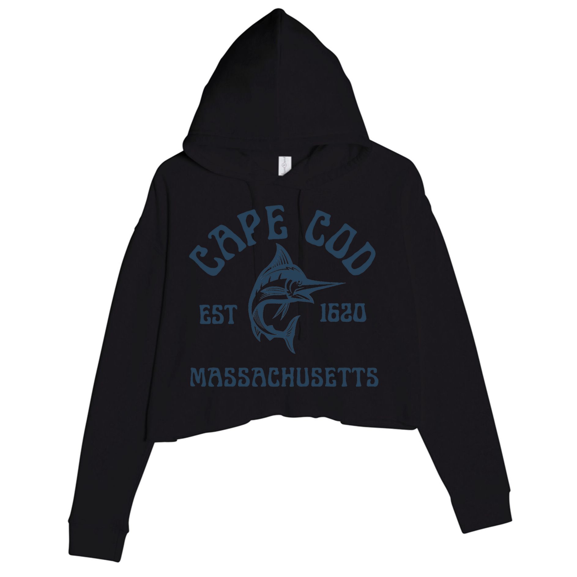Cape Cod Massachusetts Fishing Marlin Fish Beach Boating Meaningful Gift Crop Fleece Hoodie
