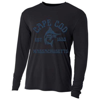 Cape Cod Massachusetts Fishing Marlin Fish Beach Boating Meaningful Gift Cooling Performance Long Sleeve Crew