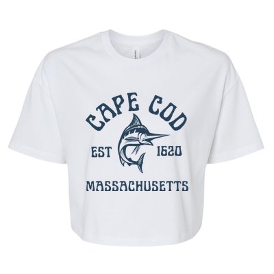 Cape Cod Massachusetts Fishing Marlin Fish Beach Boating Meaningful Gift Bella+Canvas Jersey Crop Tee