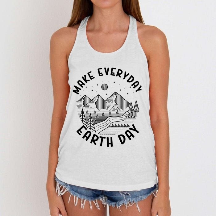 Climate Change Make Everyday Earth Day Save The Planet Women's Knotted Racerback Tank