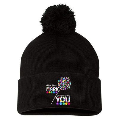 Cute Colorful Make Your Mark See Where It Takes You International Dot Day Pom Pom 12in Knit Beanie