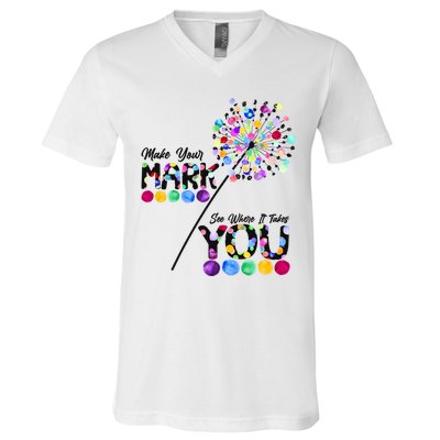 Cute Colorful Make Your Mark See Where It Takes You International Dot Day V-Neck T-Shirt