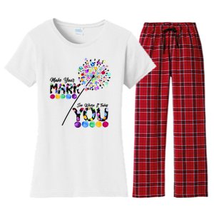 Cute Colorful Make Your Mark See Where It Takes You International Dot Day Women's Flannel Pajama Set