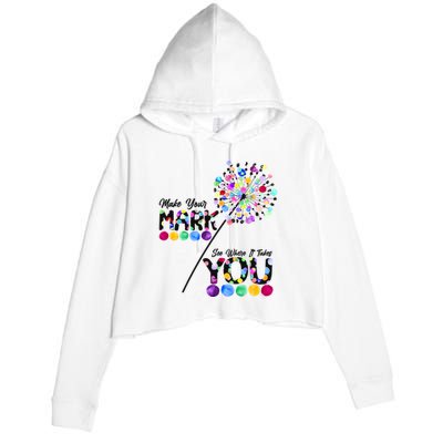Cute Colorful Make Your Mark See Where It Takes You International Dot Day Crop Fleece Hoodie