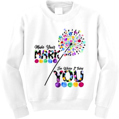 Cute Colorful Make Your Mark See Where It Takes You International Dot Day Kids Sweatshirt