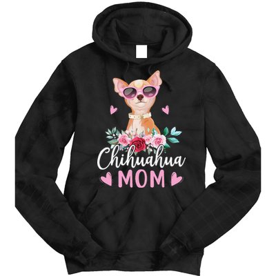 Cute Chihuahua Mom Sunglasses Flower For Chihuahua Owner Tie Dye Hoodie