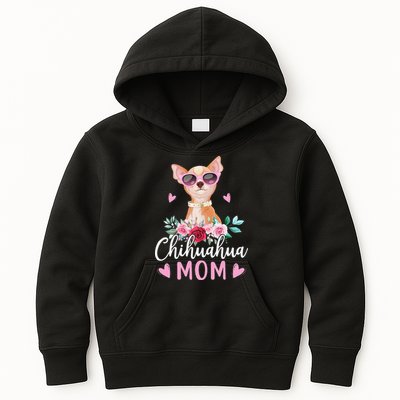 Cute Chihuahua Mom Sunglasses Flower For Chihuahua Owner Kids Hoodie