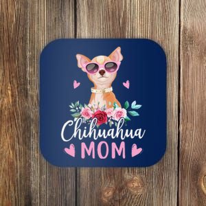 Cute Chihuahua Mom Sunglasses Flower For Chihuahua Owner Coaster