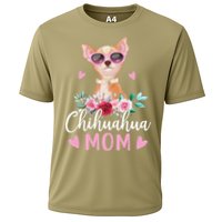 Cute Chihuahua Mom Sunglasses Flower For Chihuahua Owner Cooling Performance Crew T-Shirt