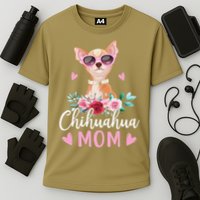 Cute Chihuahua Mom Sunglasses Flower For Chihuahua Owner Cooling Performance Crew T-Shirt