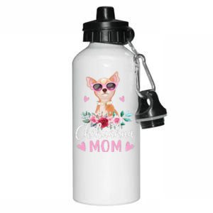 Cute Chihuahua Mom Sunglasses Flower For Chihuahua Owner Aluminum Water Bottle