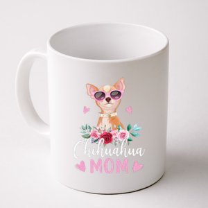 Cute Chihuahua Mom Sunglasses Flower For Chihuahua Owner Coffee Mug