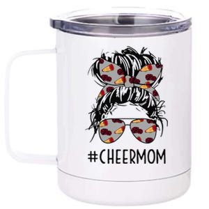 Cheermom Cheer Mom Cheerleader Mom Messy Bun Mother's Day 12 oz Stainless Steel Tumbler Cup