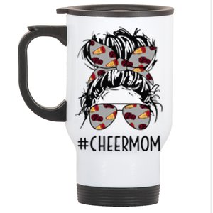 Cheermom Cheer Mom Cheerleader Mom Messy Bun Mother's Day Stainless Steel Travel Mug