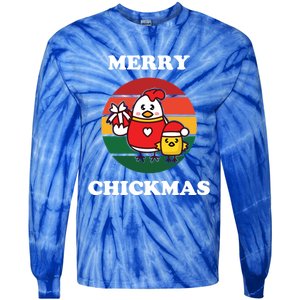 Cute Chicken Merry Chickmas Funny Xmas Pet Baby Chick Family Gift Tie-Dye Long Sleeve Shirt