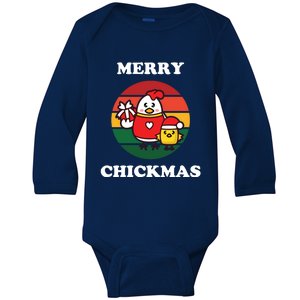 Cute Chicken Merry Chickmas Funny Xmas Pet Baby Chick Family Gift Baby Long Sleeve Bodysuit