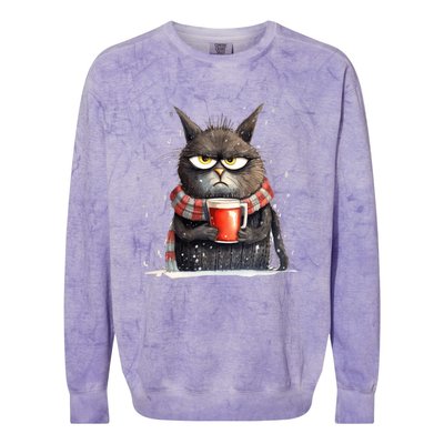 Christmas Cat Mulled Wine Colorblast Crewneck Sweatshirt