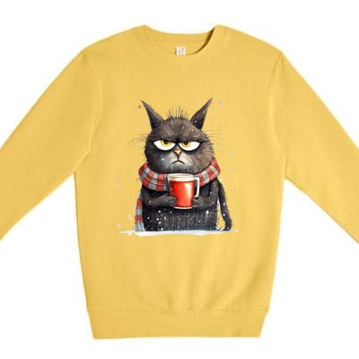 Christmas Cat Mulled Wine Premium Crewneck Sweatshirt