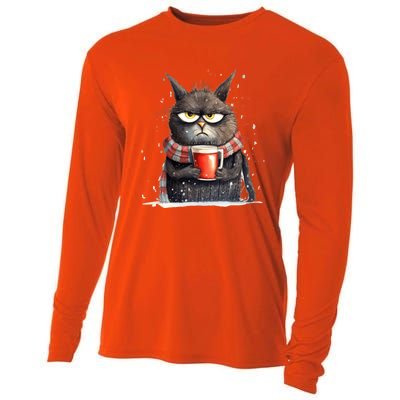 Christmas Cat Mulled Wine Cooling Performance Long Sleeve Crew