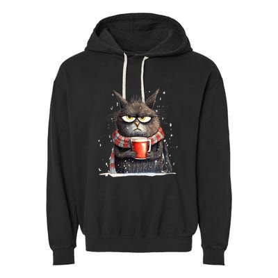 Christmas Cat Mulled Wine Garment-Dyed Fleece Hoodie
