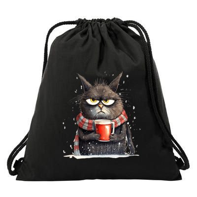 Christmas Cat Mulled Wine Drawstring Bag