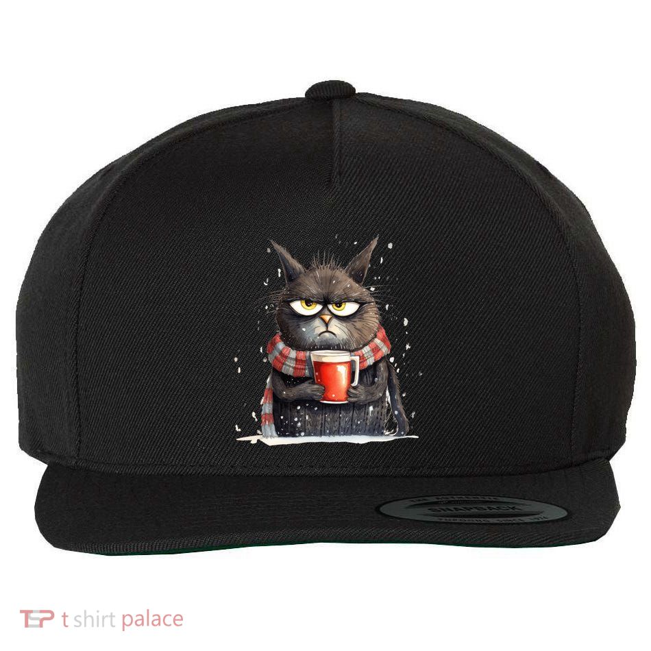 Christmas Cat Mulled Wine Wool Snapback Cap