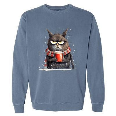 Christmas Cat Mulled Wine Garment-Dyed Sweatshirt