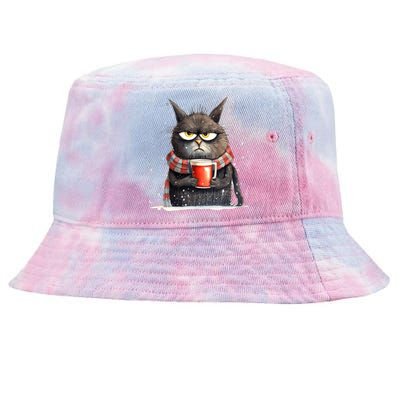 Christmas Cat Mulled Wine Tie-Dyed Bucket Hat