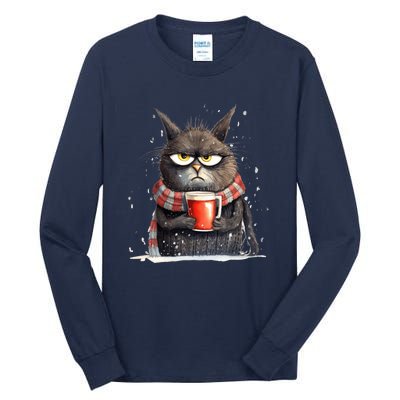 Christmas Cat Mulled Wine Tall Long Sleeve T-Shirt