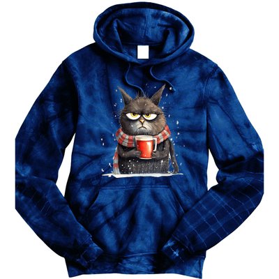 Christmas Cat Mulled Wine Tie Dye Hoodie