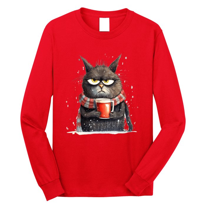 Christmas Cat Mulled Wine Long Sleeve Shirt