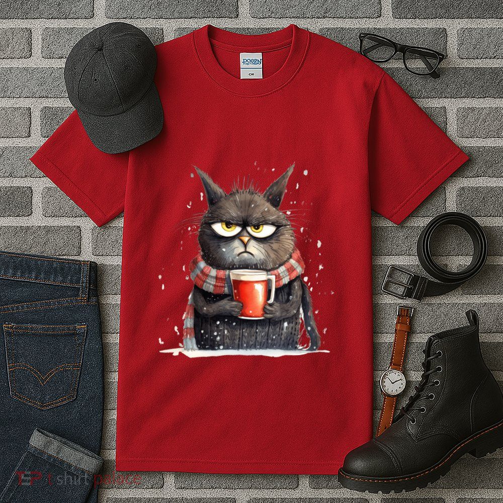 Christmas Cat Mulled Wine Tall T-Shirt