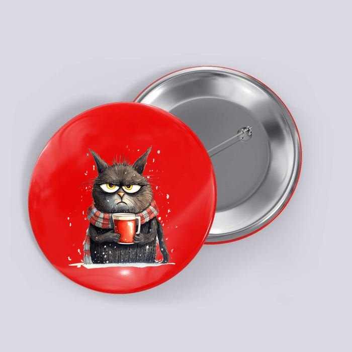 Christmas Cat Mulled Wine Button