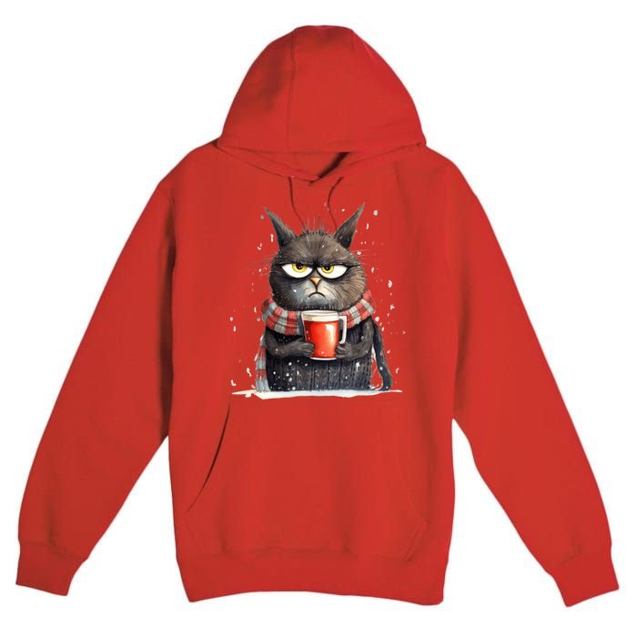 Christmas Cat Mulled Wine Premium Pullover Hoodie