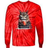 Christmas Cat Mulled Wine Tie-Dye Long Sleeve Shirt