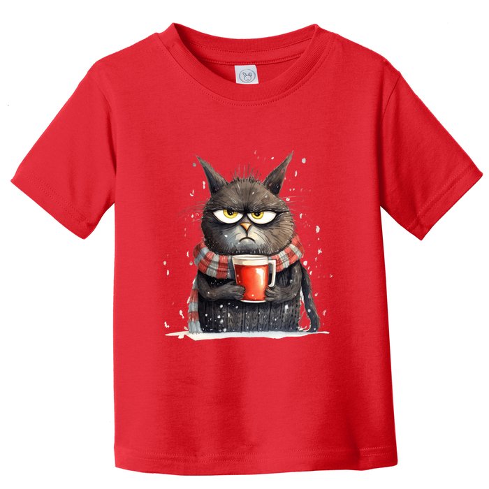 Christmas Cat Mulled Wine Toddler T-Shirt