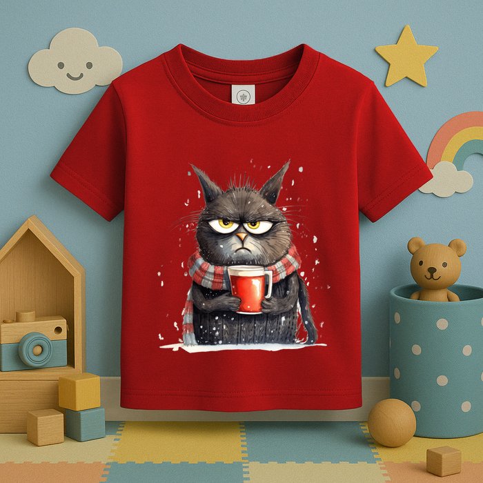 Christmas Cat Mulled Wine Toddler T-Shirt