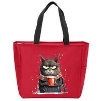 Christmas Cat Mulled Wine Zip Tote Bag