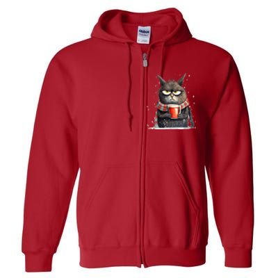 Christmas Cat Mulled Wine Full Zip Hoodie