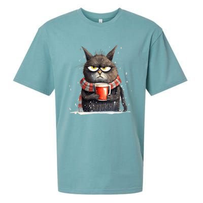 Christmas Cat Mulled Wine Sueded Cloud Jersey T-Shirt