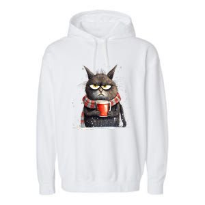 Christmas Cat Mulled Wine Garment-Dyed Fleece Hoodie