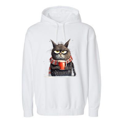 Christmas Cat Mulled Wine Garment-Dyed Fleece Hoodie