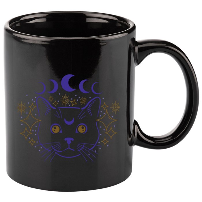 Celestial Cat Moon Phases Anime Witch Whimsigoth Aesthetic Meaningful Gift 11oz C Handle Ceramic Mug