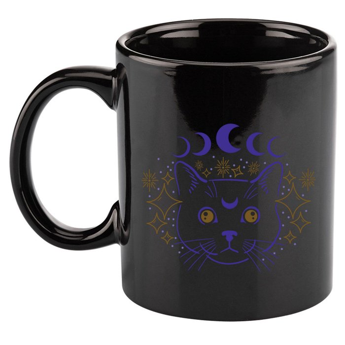 Celestial Cat Moon Phases Anime Witch Whimsigoth Aesthetic Meaningful Gift 11oz C Handle Ceramic Mug