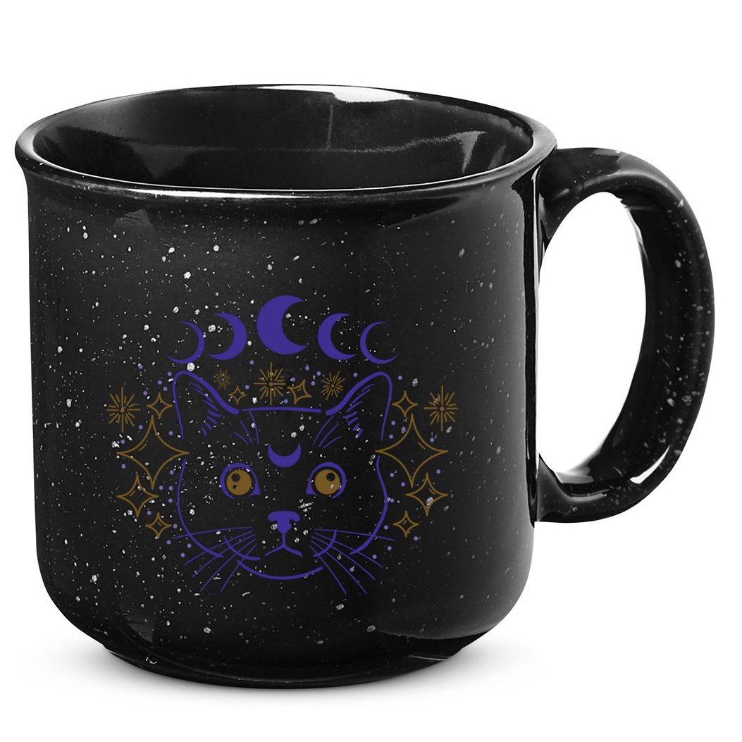 Celestial Cat Moon Phases Anime Witch Whimsigoth Aesthetic Meaningful Gift 15oz Campfire Ceramic Mug