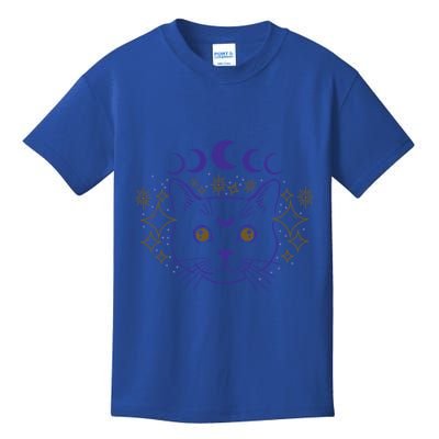 Celestial Cat Moon Phases Anime Witch Whimsigoth Aesthetic Meaningful Gift Kids T-Shirt