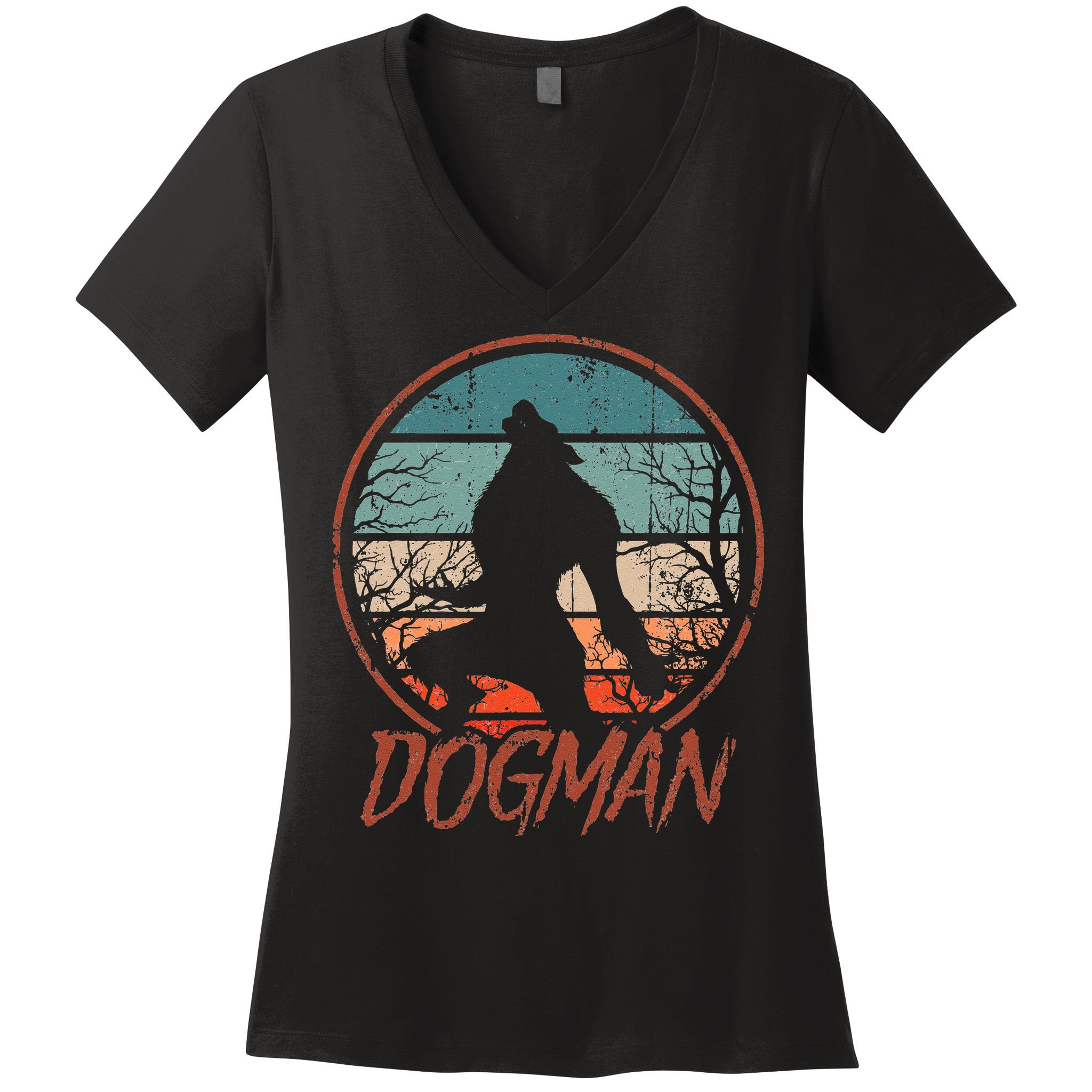 Cryptids Cryptozoology Monsters State of Michigan Dogman Women's V-Neck T-Shirt