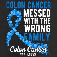 Colon Cancer Messed With Wrong Family Colon Cancer Awareness 7 Panel Mesh Trucker Snapback Hat