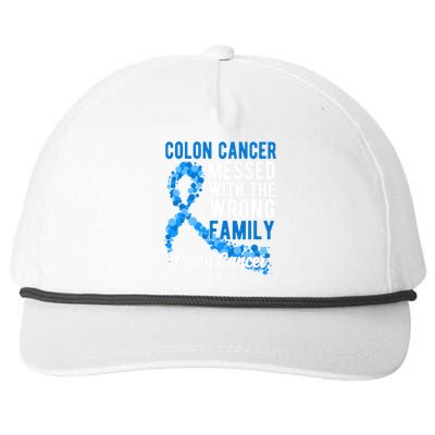 Colon Cancer Messed With Wrong Family Colon Cancer Awareness Snapback Five-Panel Rope Hat